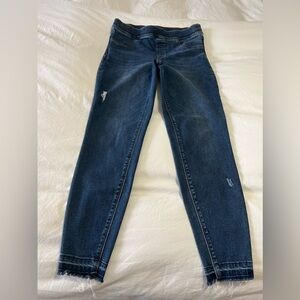 SPANX Women's Distressed Ankle Skinny High Rise Jeans Size large Raw Hem.